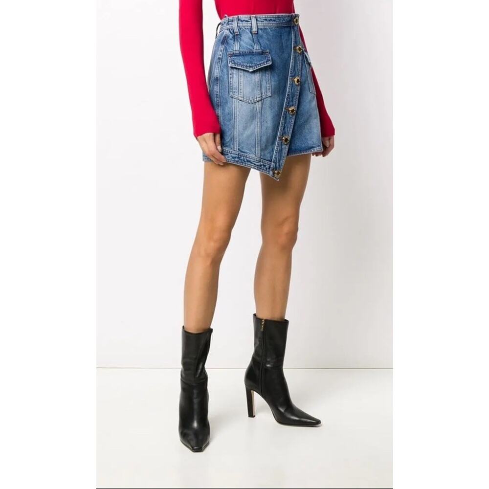 BALMAIN Asymmetric Denim Skirt XS